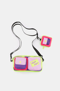 Colorful Nylon Crossbody Bag with EarPods Pouch – Medium Size, Removable Strap