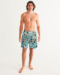 Men's Mosaic Print Swim Trunks with UPF 50+ 7"