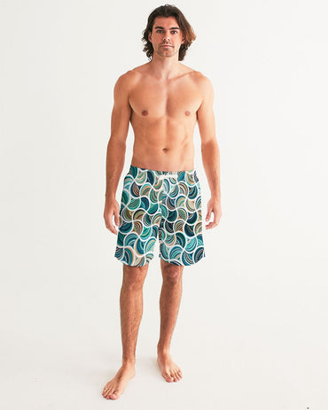 Men's Mosaic Print Swim Trunks with UPF 50+ 7"