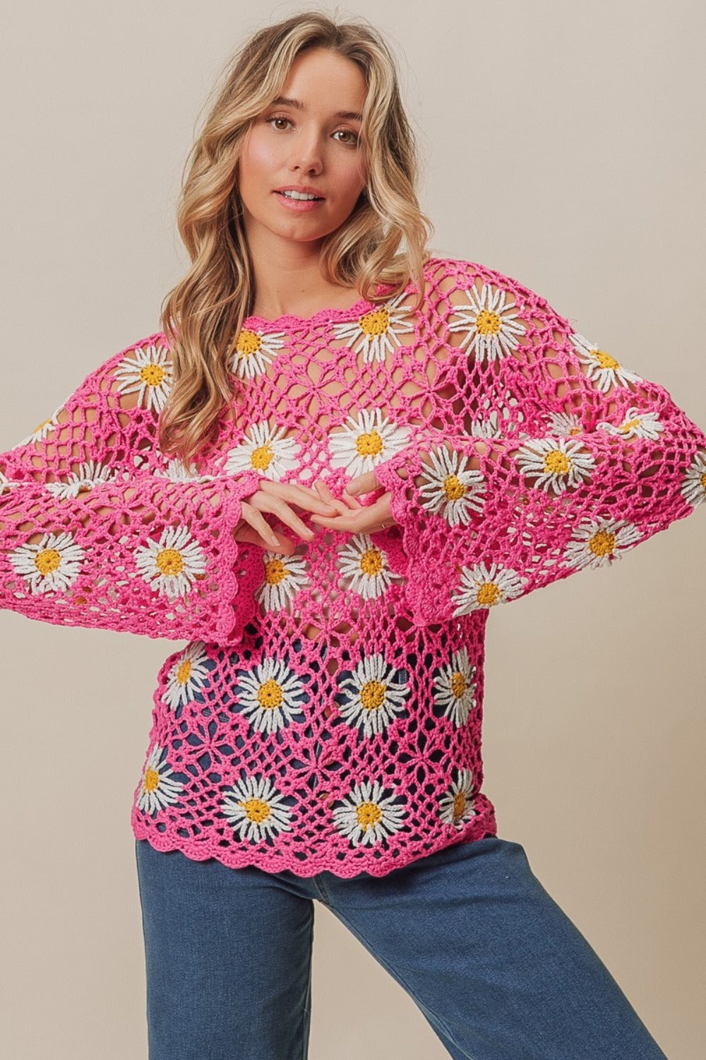 Boho Daisy Crochet Lace Cover Up