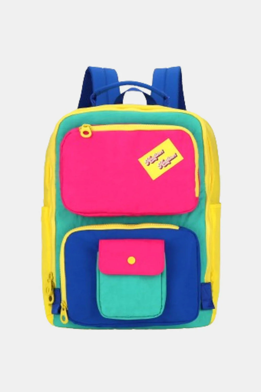 Color-Block Nylon Backpack with Top Handles – Large, Waterproof, Unisex