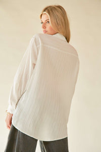 Crinkled Jacquard Button-Down Shirt – Sophisticated Texture and Style