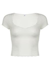 Women’s Lace Detail Short Sleeve Top – Sweet & Stylish in 6 Colors