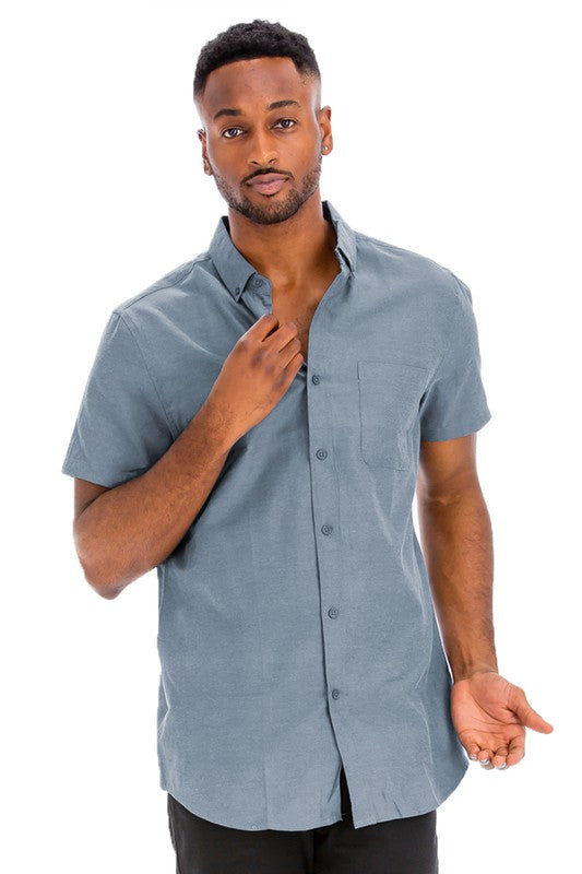 Casual Short Sleeve Solid Shirt