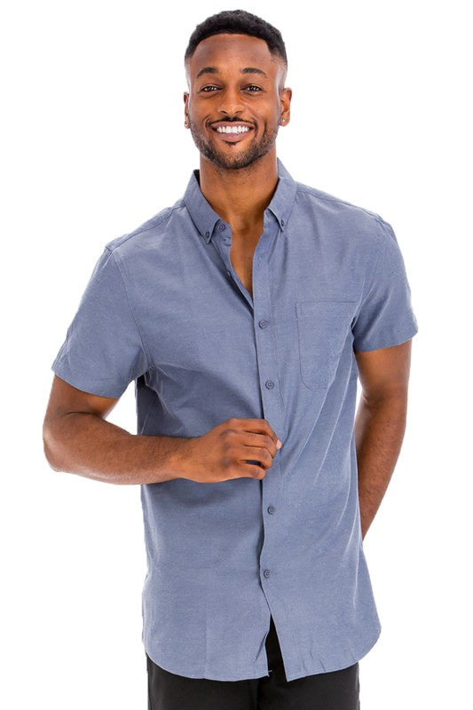 Casual Short Sleeve Solid Shirt