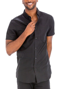 Casual Short Sleeve Solid Shirt