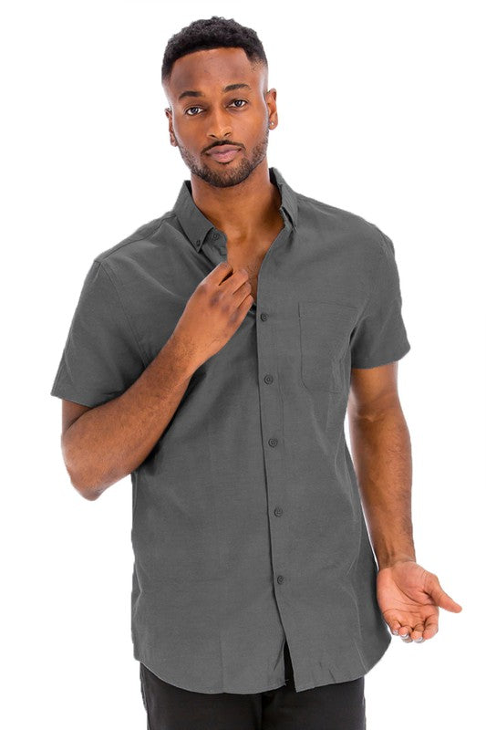 Casual Short Sleeve Solid Shirt