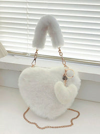 Heart-Shaped Faux Fur Handbag – Cute & Cozy Small Shoulder Bag