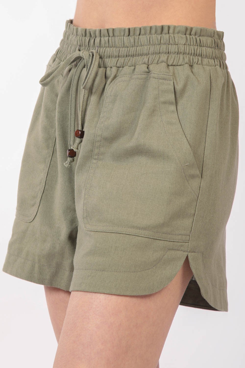 Women's Eco-Friendly Drawstring Linen Shorts with Side Pockets