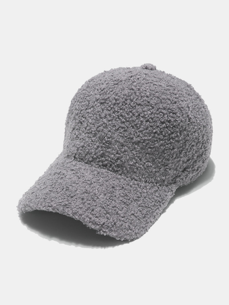 Fuzzy Baseball Cap – Adjustable Warm Polyester Hat in Multiple Colors