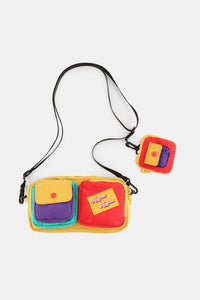 Colorful Nylon Crossbody Bag with EarPods Pouch – Medium Size, Removable Strap