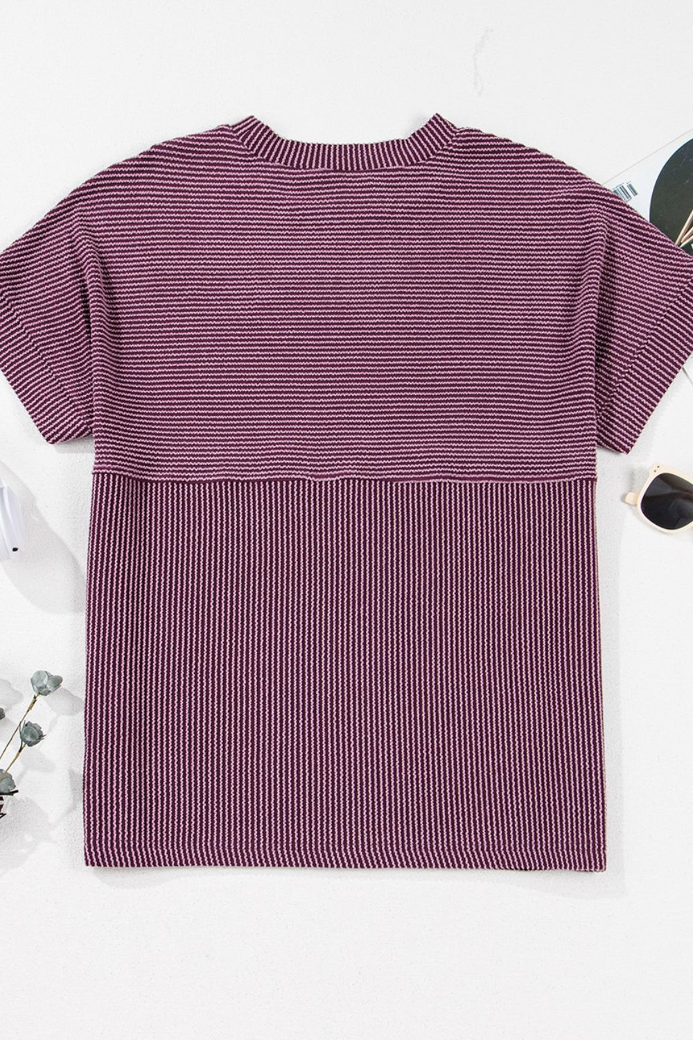 Women’s Ribbed Short-Sleeve Top – Casual & Comfortable with a Relaxed Fit