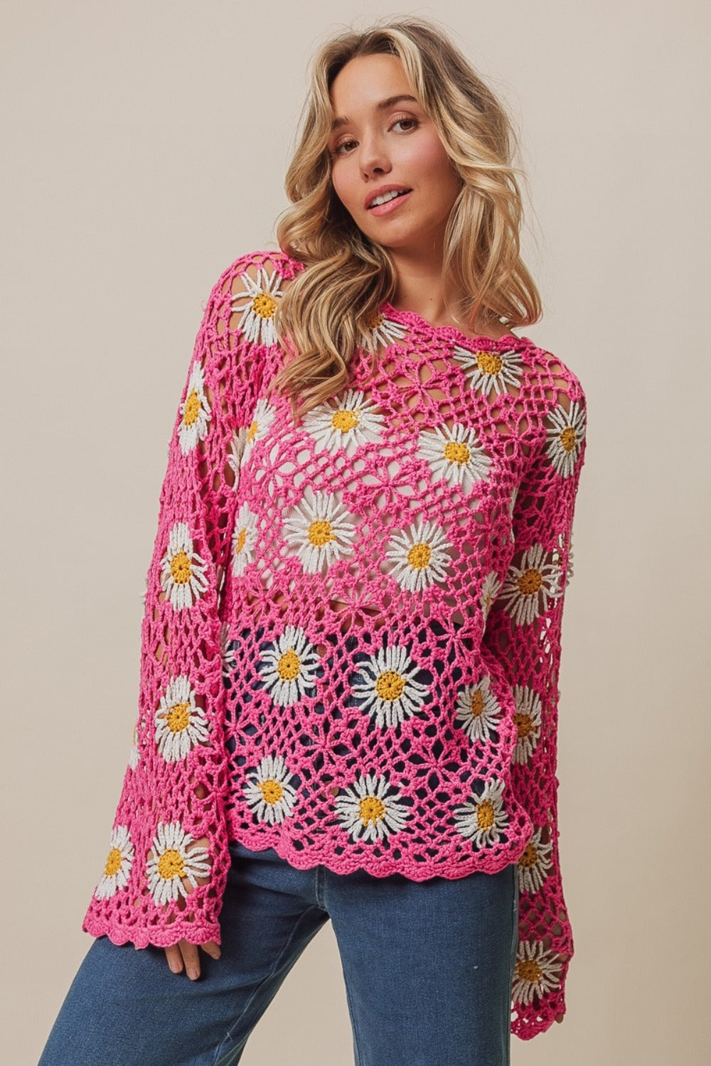 Boho Daisy Crochet Lace Cover Up