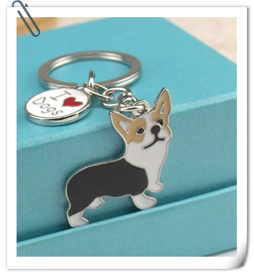 Dog Pendant Keychain - Silver-Plated Zinc Alloy Charm