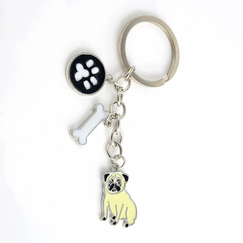 Dog Breed Keychain - 26 Styles | Silver-Plated Animal KeyRing