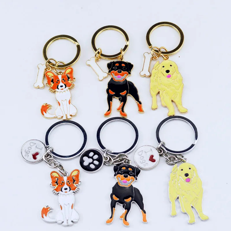 Dog Pendant Keychain - Silver-Plated Zinc Alloy Charm