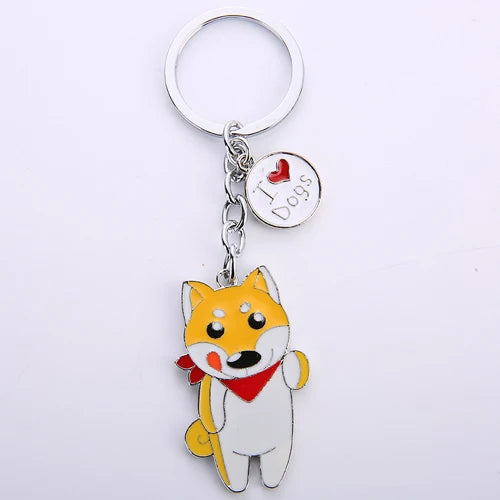 Dog Pendant Keychain - Silver-Plated Zinc Alloy Charm