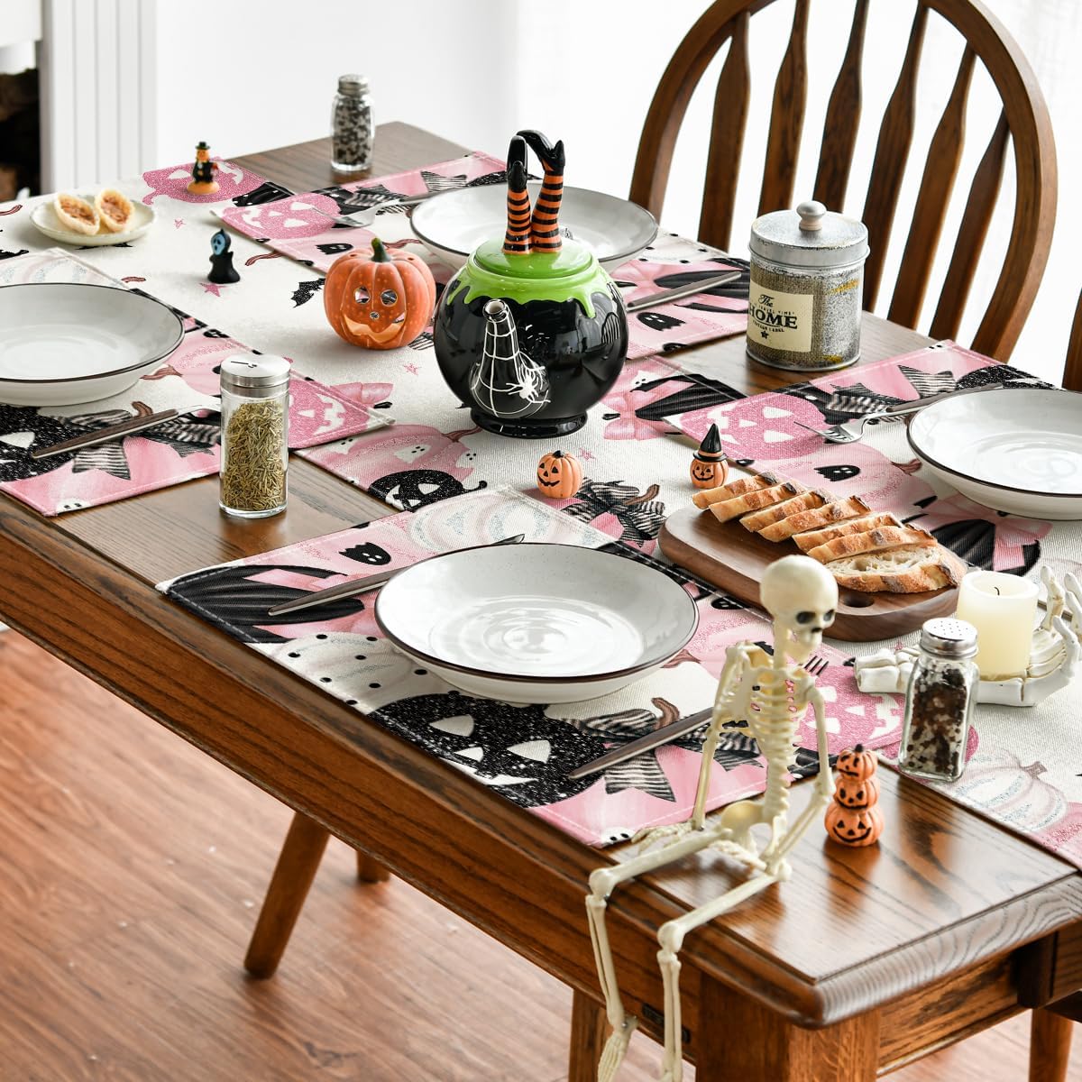 Set of 4 Halloween Placemats: Pink Pumpkin & Ghost Designs