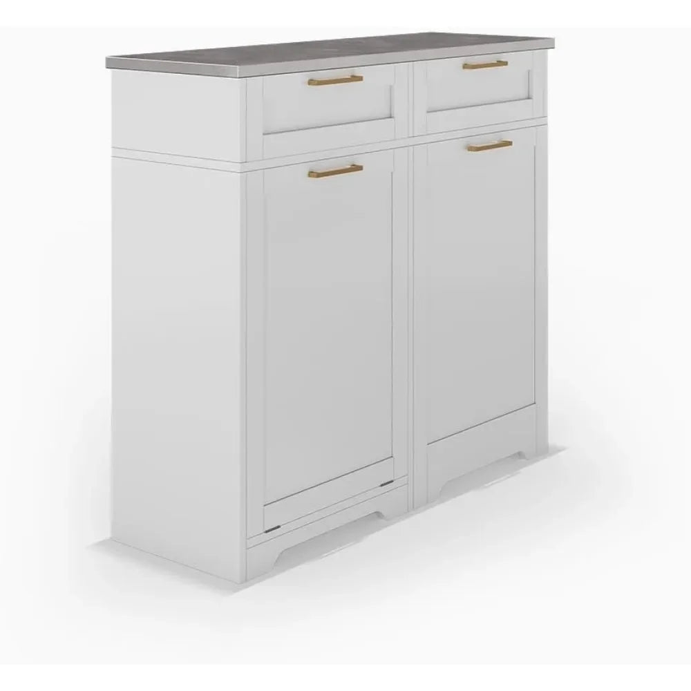 Kitchen Trash Can Cabinet - White