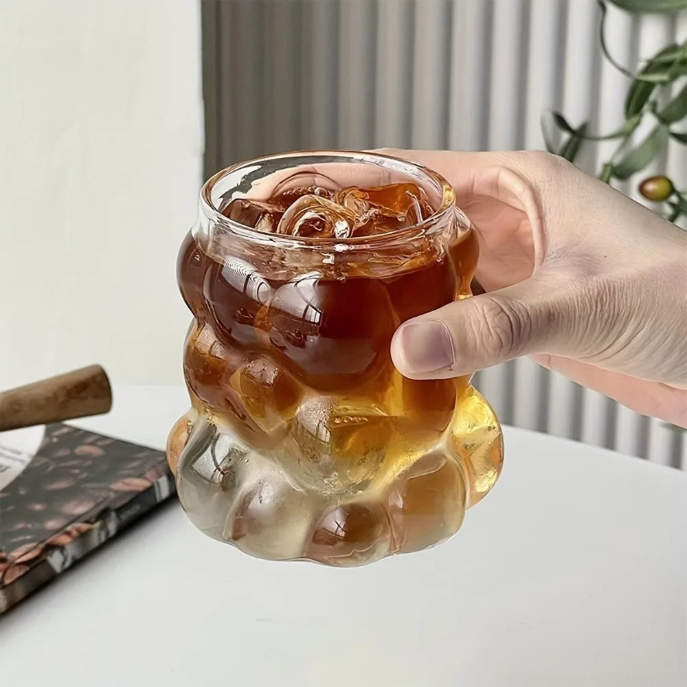 Unique Bubble Shaped Glass Mug - Double-Walled Heat Resistant Cup for Coffee, Tea, and Iced Drinks