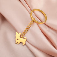 Gold & Silver Dog Silhouette Keychain - Stylish Pet Lover Accessory