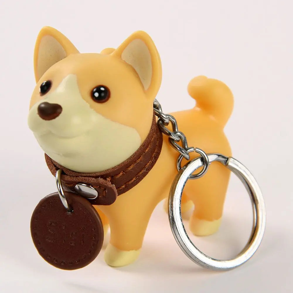 Cute Dog Rubber Keychain - 4 Colors with Zinc Alloy Chain