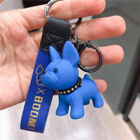 Punk French Bulldog Keychain - Resin Core with PU Leather Strap