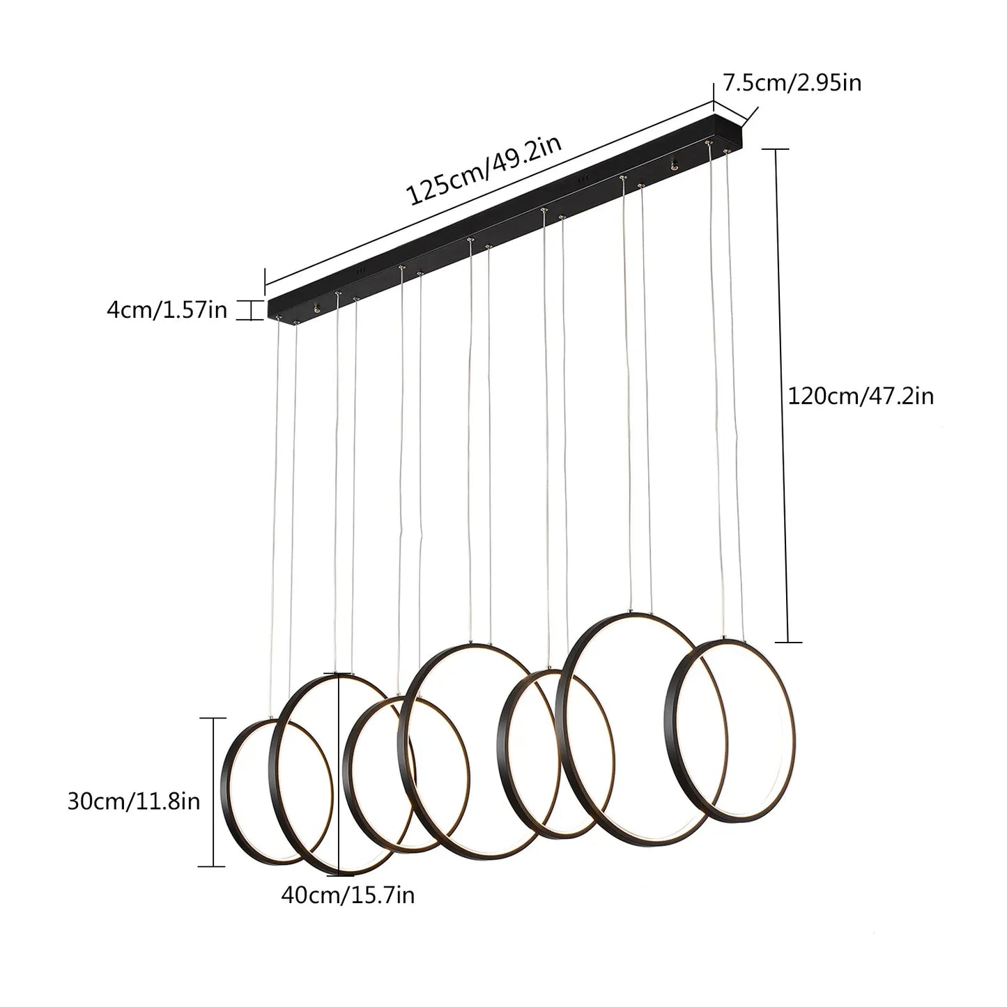 Modern Adjustable LED Pendant Lamp – Geometric Hanging Chandelier with Dimmable Rings