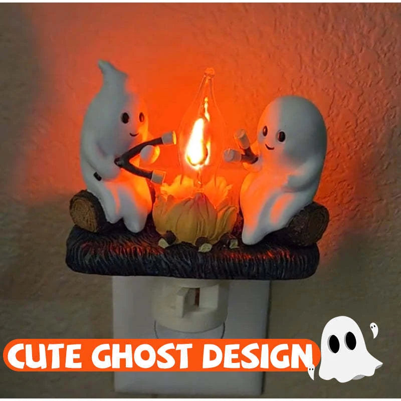 Ghostly Campfire Nightlight – Cute Halloween-Themed Glow Plug-In