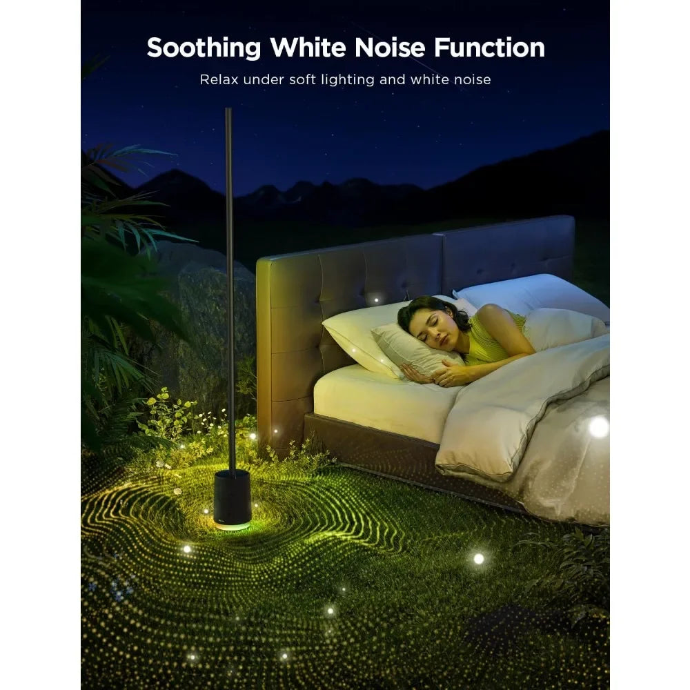 Smart LED Floor Lamp with Bluetooth Speaker, 2100 Lumens, Alexa Compatible, 16 Million Colors, White Noise