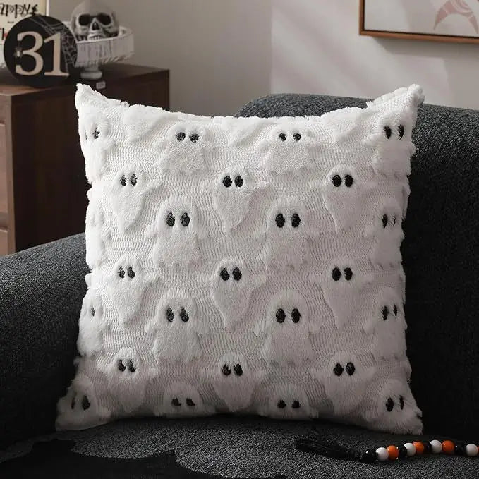 Halloween Ghost Pillow Cover – 18”x18” Spooky Ghostly Charm for Festive Decor