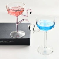 Elegant Flamingo Wine Glasses - Handcrafted Pink and Clear Glass Stemware for Cocktails and Champagne