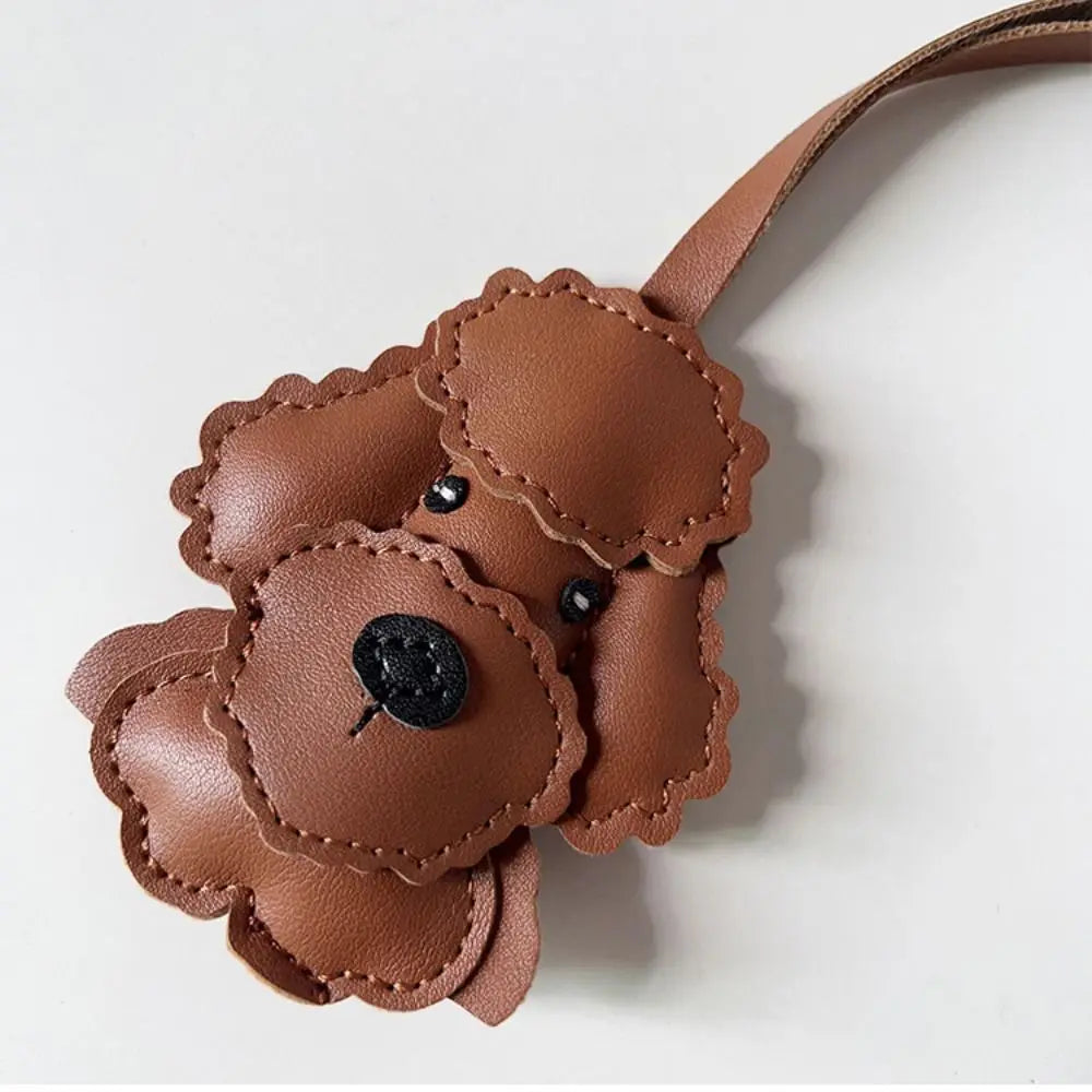 Cute PU Leather Puppy Keychain - Cartoon Dog Bag Pendant