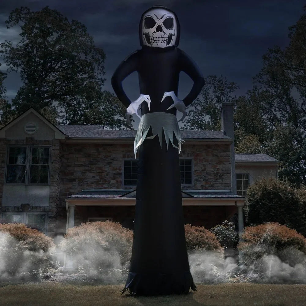 20ft Tall Grim Reaper Halloween Inflatable with LED Lights – Giant Outdoor Yard Decoration