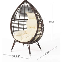 Metal Framework Wicker Teardrop with Cushion