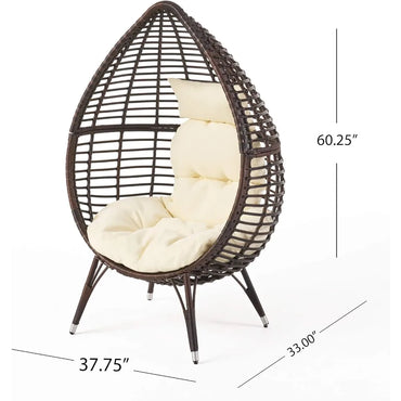 Metal Framework Wicker Teardrop with Cushion