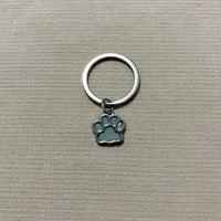 Glow-in-the-Dark Paw Print Keychain - Silver-Plated Zinc Alloy