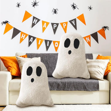 Cozy Sherpa Ghost Pillow - Set of 2, Halloween Decor