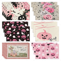 Set of 4 Halloween Placemats: Pink Pumpkin & Ghost Designs