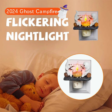 Ghostly Campfire Nightlight – Cute Halloween-Themed Glow Plug-In