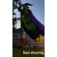 6ft Animated Flying Witch with Broomstick – Spooky Halloween Outdoor Decoration