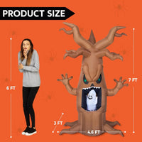 7 ft Halloween Haunted Tree Inflatable with Ghosts & LED Lights – Spooky Outdoor Yard Decoration