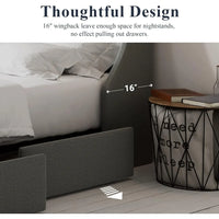 Bed frame With 4 Storage Drawers Wing-Back Headboard