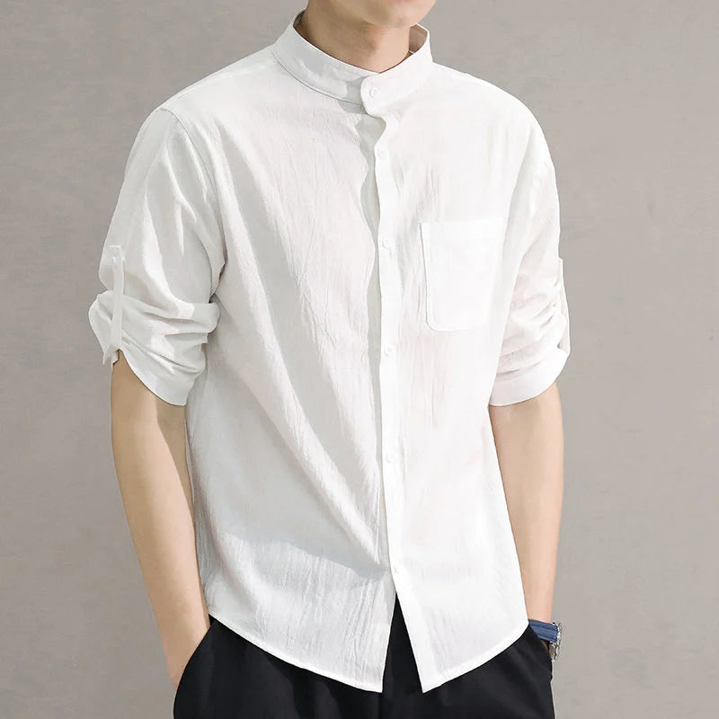 Five-point Mid-sleeve  Short-sleeved Shirt