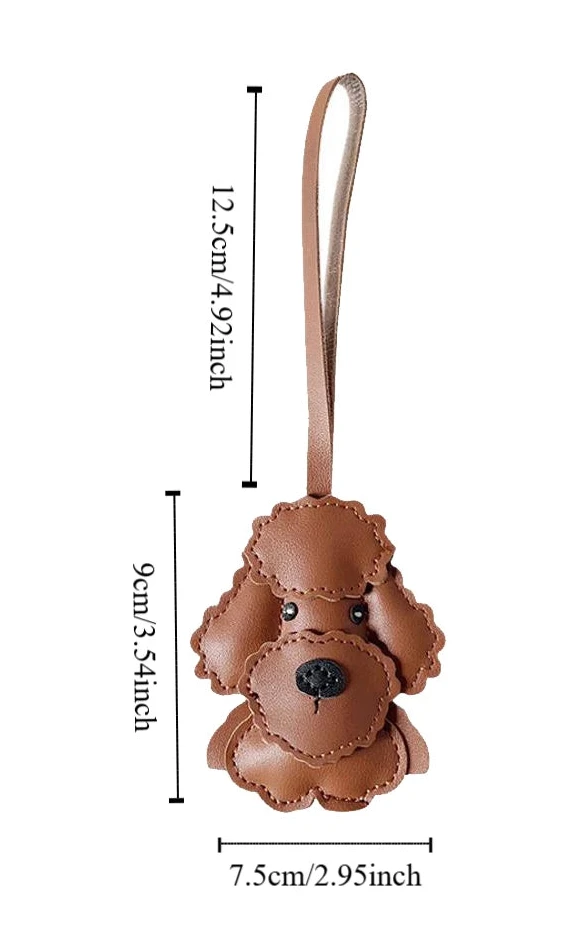 Cute PU Leather Puppy Keychain - Cartoon Dog Bag Pendant