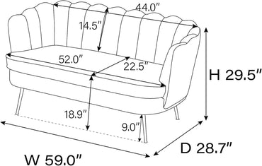 Elegant Scalloped Sofa with Plush Upholstery - Available in Multiple Colors