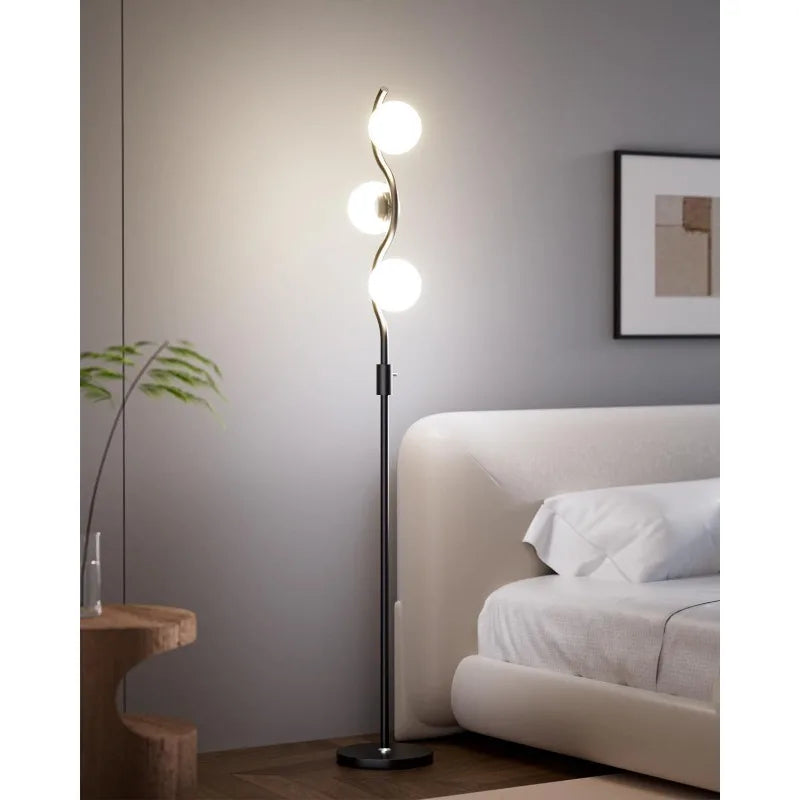 Dimmable 3-Globe Floor Lamp with Adjustable Brightness - Available in Black, Gold, and Pink