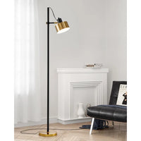 Modern Adjustable Floor Lamp with Gold and Black Finish - Mid-Century Design - Rotatable Metal Shade & Sturdy Base