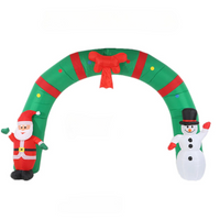 10-Foot LED-Lit Christmas Inflatable Archway with Santa and Snowman – Festive Outdoor Holiday Decoration