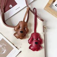 Cute PU Leather Puppy Keychain - Cartoon Dog Bag Pendant